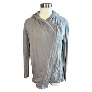 Helmet Lang Women’s Assymetrical Moto Knit Jacket Wrap Sz M Silver Gray